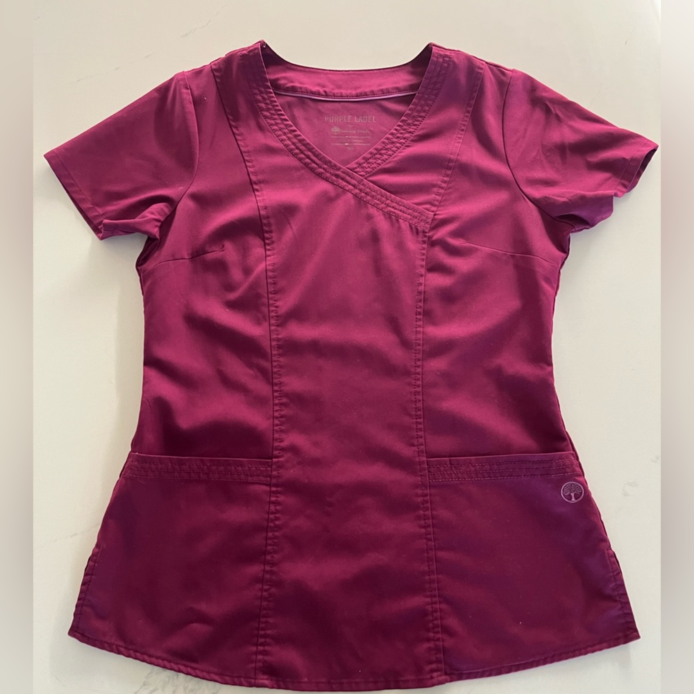 Raspberry Color Scrub Set (Top Is Xs And Pants Ar… - image 1